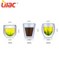 Lilac 250ml/350ml coffee/tea clear glass double wall cups